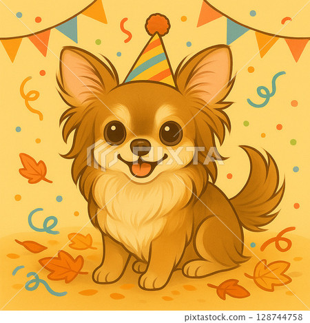 Chihuahua playing with balloons 128744758