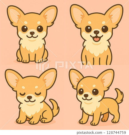 Cute dog face illustration set 128744759