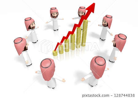 3D Arabs - cartoon characters, growth chart 128744838