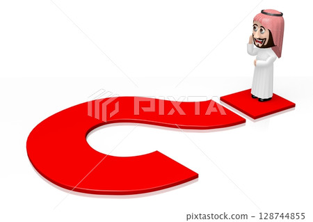3D Arab cartoon character, question mark 128744855