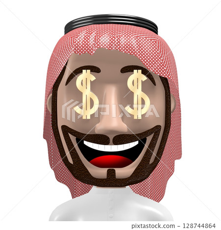 3D rich Arab cartoon character - dollar sign 128744864