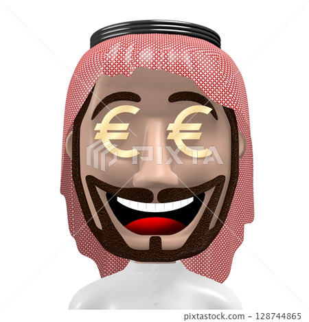 3D rich Arab cartoon character - euro sign 128744865