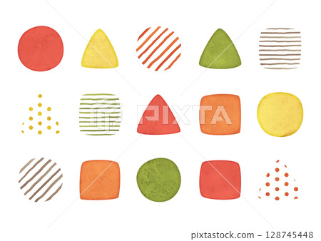 Watercolor decoration material illustration set (orange, red, green, yellow) Watercolor decoration material illustration set (orange, red, green, yellow) 128745448