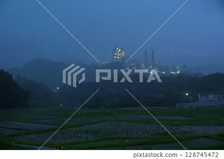 Scenes from the Terasaka Rice Terrace Firefly Festival in Saitama 128745472