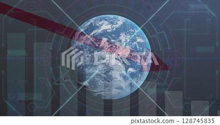 Image of data processing over globe Image of data processing over globe 128745835
