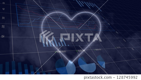 Image of data processing over heart Image of data processing over heart 128745992