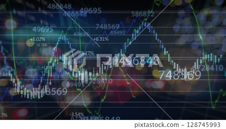 Image of financial data processing over businessman 128745993