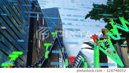 Image of data processing over city Image of data processing over city 128746052