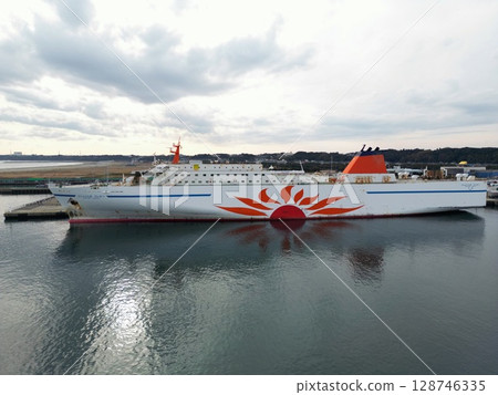 茨城大洗向日葵大雪停泊在大洗港（無人機拍攝） 128746335