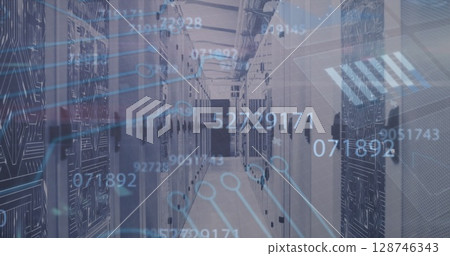Image of data processing over server room 128746343