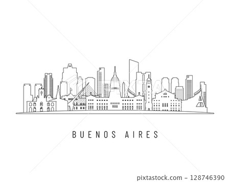 Detailed Buenos Aires skyline vector illustration.  128746390
