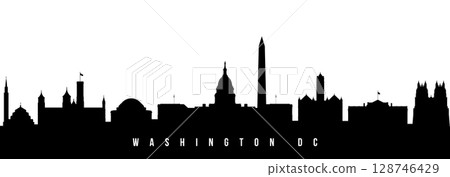 Vector silhouette illustration of Washington DC City urban skyline.  128746429