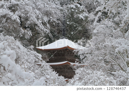 雪山裡的一座寺廟 128746437