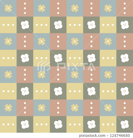 seamless minimal flower repeat pattern plaid checkered background, flat jpg illustration graphic design seamless minimal flower repeat pattern plaid checkered background, flat jpg illustration graphic design 128746680