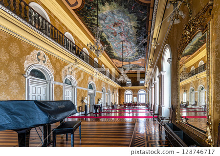 Interior of the Theatro da Paz, Peace Theater at Belem, in the state of Para, in Brazil. 128746717