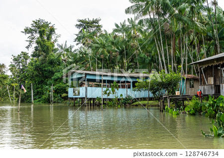 River boat tour on the Guama River at Belem do Para, a city on the north area of Brazil. 128746734