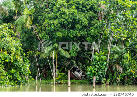 River boat tour on the Guama River at Belem do Para, a city on the north area of Brazil. 128746740