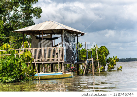 River boat tour on the Guama River at Belem do Para, a city on the north area of Brazil. 128746744