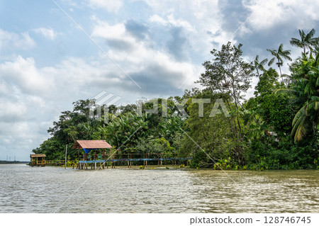 River boat tour on the Guama River at Belem do Para, a city on the north area of Brazil. 128746745