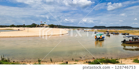 The Island of Love, Ilha do Amor in Alter do Chao, state of Para, Brazil. Also known as the Amazon caribbean. The Island of Love, Ilha do Amor in Alter do Chao, state of Para, Brazil. Also known as the Amazon caribbean. 128746753
