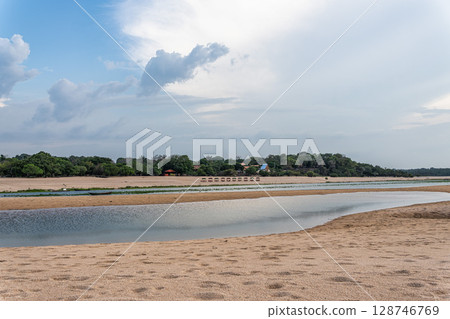 The beach of Ponta de Pedras, on the banks of the Tapajos River in Alter do Chao, state of Para in Brazil The beach of Ponta de Pedras, on the banks of the Tapajos River in Alter do Chao, state of Para in Brazil 128746769
