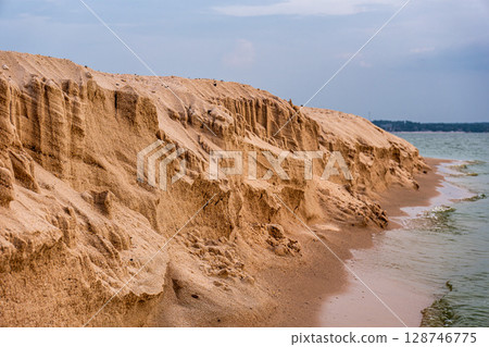 The beach of Ponta do Cururu, on the banks of the Tapajos River in Alter do Chao, state of Para in Brazil 128746775