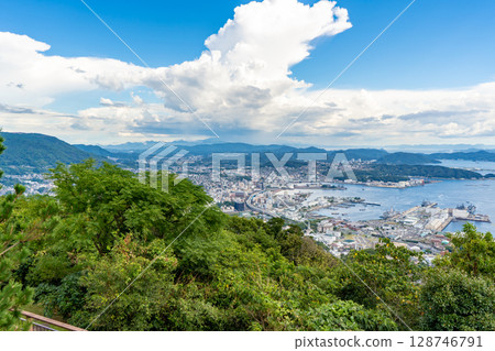 View of Sasebo cityscape from Yumiharidake Observatory 128746791