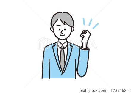微笑的男人用拳頭擺姿勢(商業) 微笑的男人用拳頭擺姿勢(商業) 128746803