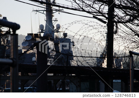 Barbed wire at the destroyer base Barbed wire at the destroyer base 128746813