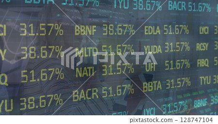 Image of data processing over caucasian businesswoman using laptop Image of data processing over caucasian businesswoman using laptop 128747104