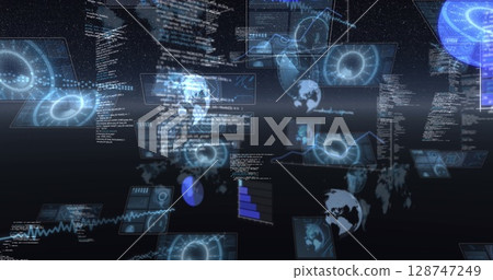 Image of data processing over black background Image of data processing over black background 128747249