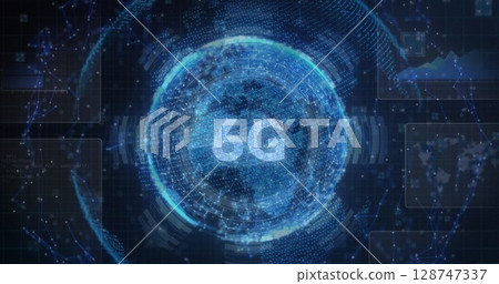Image of spinning globe and 6g text over dark background Image of spinning globe and 6g text over dark background 128747337