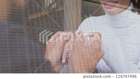 Image of digital interface over african american couple 128747496