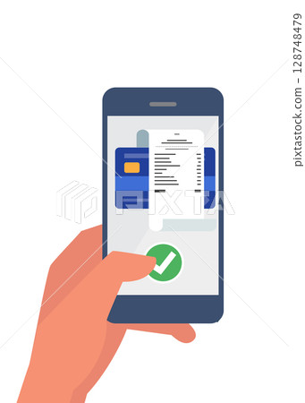 Online payment-Mobile banking and internet banking concept-Stock illustration 128748479