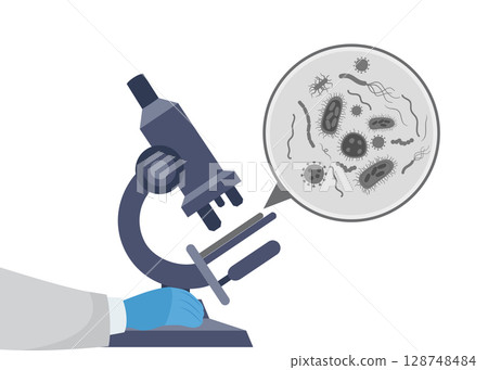 Microscope vector illustration-research of microbes in a microscope-stock illustration 128748484