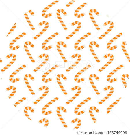 Striped Candy Cane in unusual Orange Palette Seamless Pattern on Circle Backdrop Halloween Fond idea Striped Candy Cane in unusual Orange Palette Seamless Pattern on Circle Backdrop Halloween Fond idea 128749608