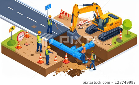 AI圖像：水管施工圖解 128749992