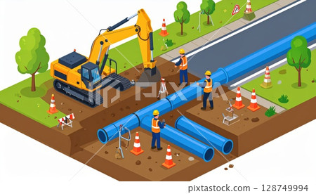 AI圖像：水管施工圖解 128749994