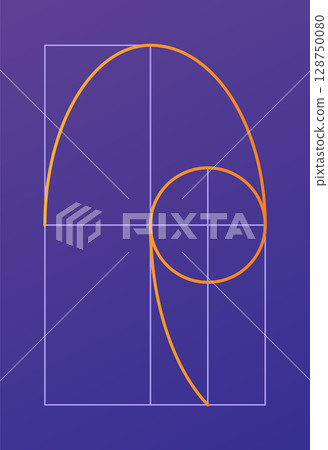 Golden ratio geometric concept. Divine proportion. Geometric shape with ideal section composition icon. Geometry harmony and balance vector illustration Golden ratio geometric concept. Divine proportion. Geometric shape with ideal section composition icon. Geometry harmony and balance vector illustration 128750080