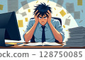 A man in a suit who is busy with work Stressful society 128750085