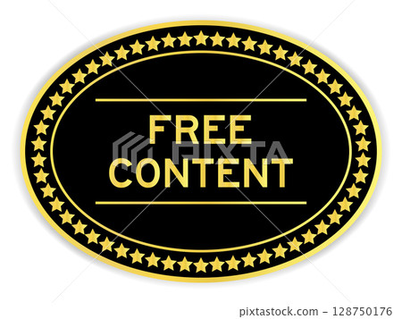 Black and gold color oval label sticker with word free content on white background Black and gold color oval label sticker with word free content on white background 128750176