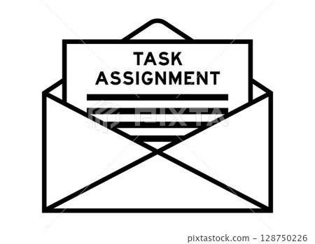 Envelope and letter sign with word task assignment as the headline 128750226