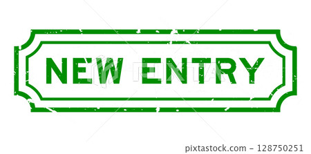 Grunge green new entry word rubber seal stamp on white background Grunge green new entry word rubber seal stamp on white background 128750251