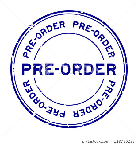 Grunge blue pre order word round rubber seal stamp on white background Grunge blue pre order word round rubber seal stamp on white background 128750255
