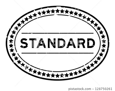 Grunge black standard word oval rubber seal stamp on white background 128750261