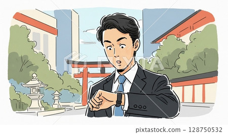 看著一個手錶受薪的工人 128750532