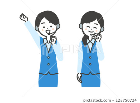 女操作員握拳姿勢的插圖 128750724