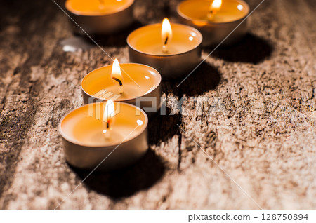 The candles bring a magical, almost mystical mood 128750894
