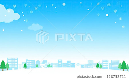 AI image: Snow-covered winter cityscape 128752711