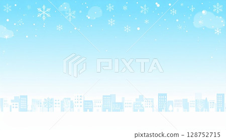 AI 影像：白雪皚皚的冬季城市景觀 128752715